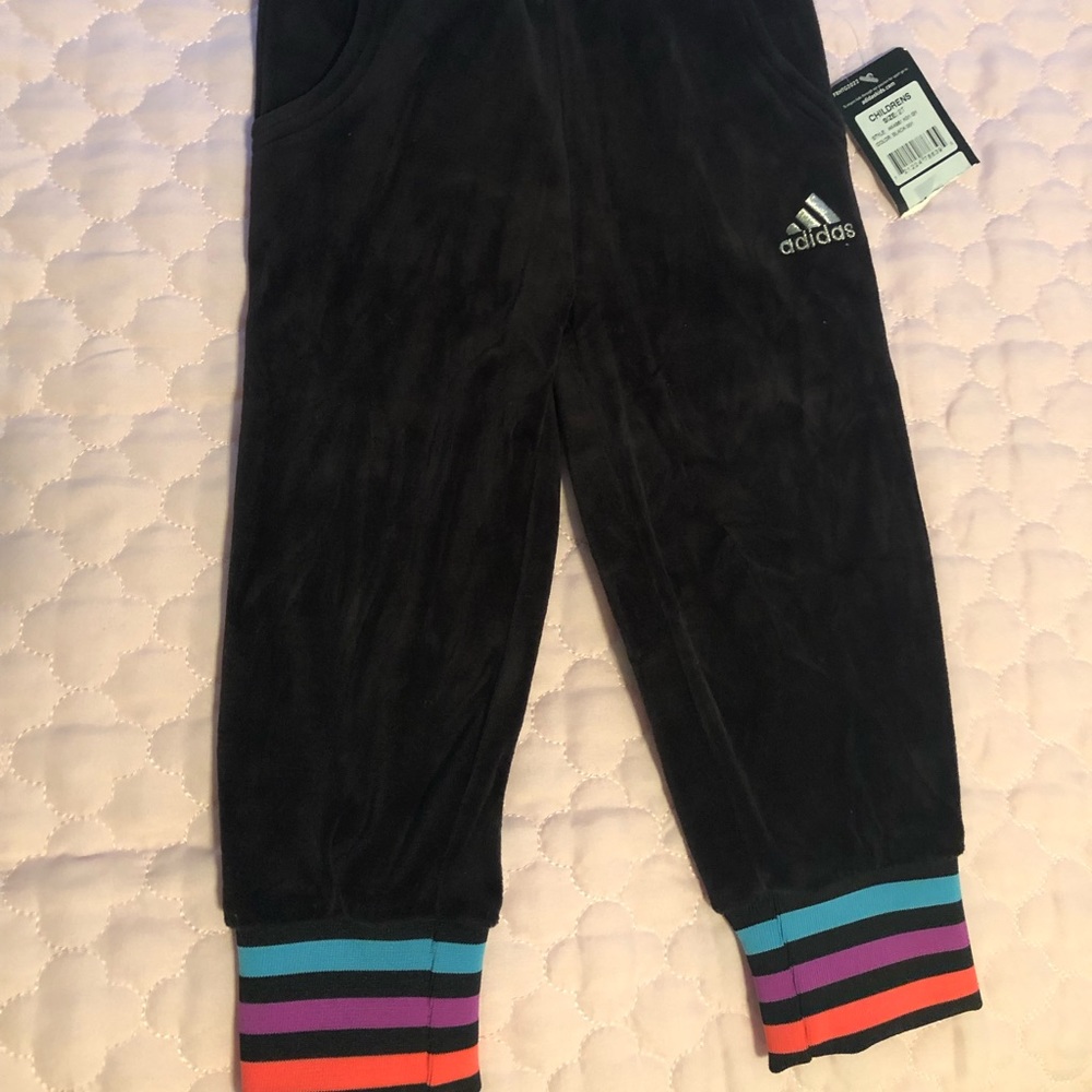 2T Black Adidas Velvet Joggers